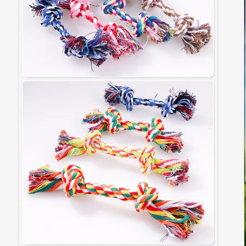 

1 pcs Pets dogs pet supplies Pet Dog Puppy Cotton Chew Knot Toy Durable Braided Bone Rope 15CM Funny Tool (Random Color )