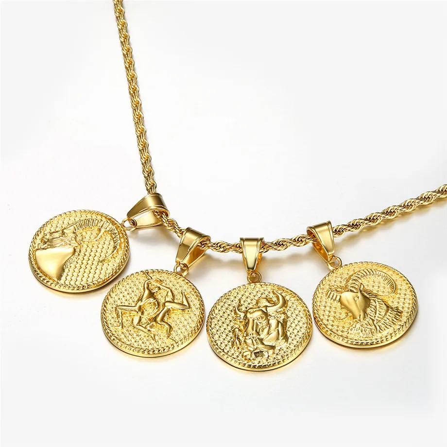 Men's Women's 12 Horoscope Zodiac Sign Gold Color Pendant Necklace Aries Leo Wholesale Dropshipping 12 Constellations Jewelry 
Men's Women's 12 Horoscope Zodiac Sign Gold Color Pendant Necklace Aries Leo Wholesale Dropshipping 12 Constellations Jewelry