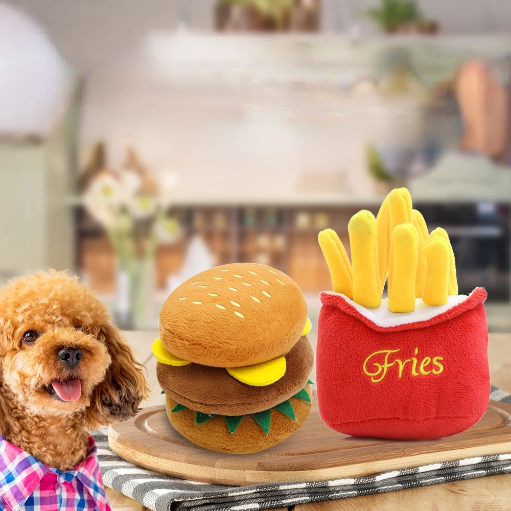 Плюшевые игрушки для собак в виде бургеров, картофеля фри, забавные интерактивные пищалки, жевательные игрушки для щенков, товары для домаш...
Плюшевые игрушки для собак в виде бургеров, картофеля фри, забавные интерактивные пищалки, жевательные игрушки для щенков, товары для домаш...