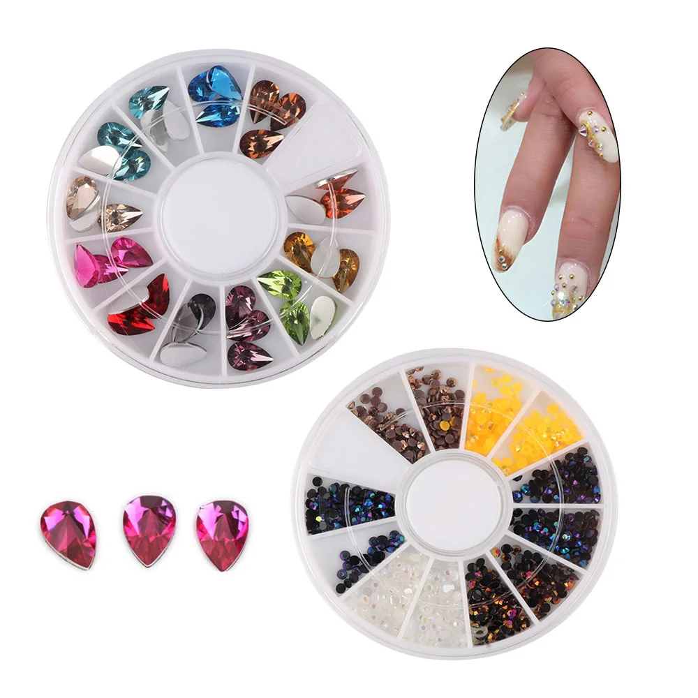 Фото Женские цветные наконечники для дизайна ногтей Кристальные блестки Стразы 3D