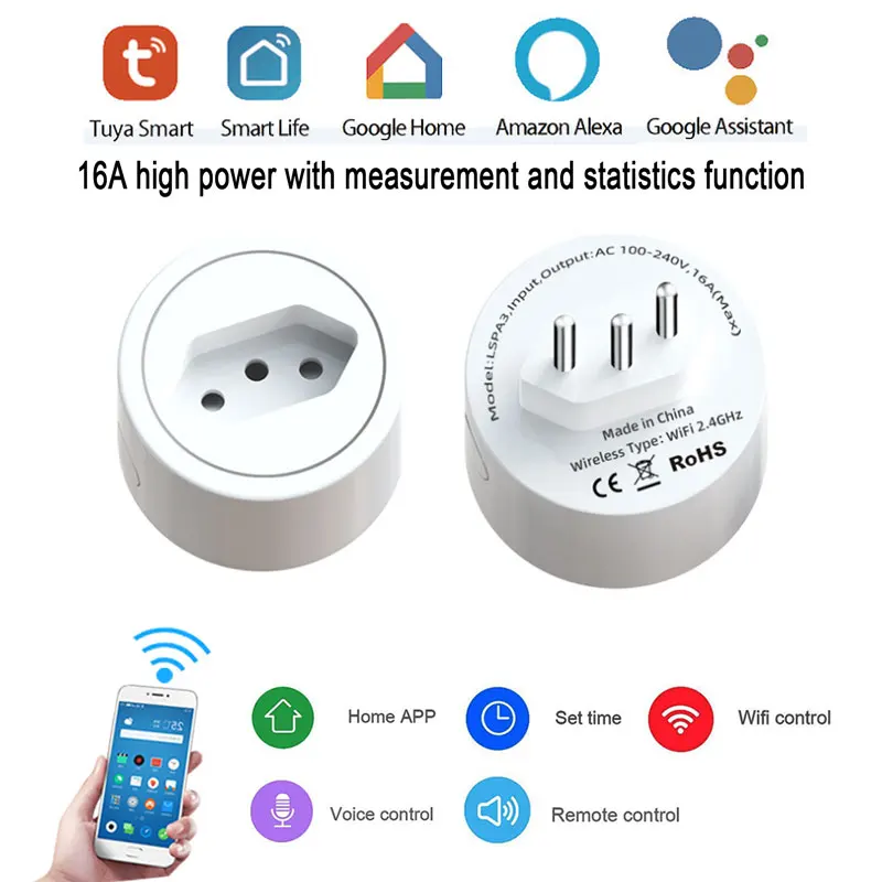 Brazil Tuya WiFi Smart Power Plug Electrical Socket Intelligent Grouping Control Real-Time Monitoring Anomalies Alexa Voice
Brazil Tuya WiFi Smart Power Plug Electrical Socket Intelligent Grouping Control Real-Time Monitoring Anomalies Alexa Voice