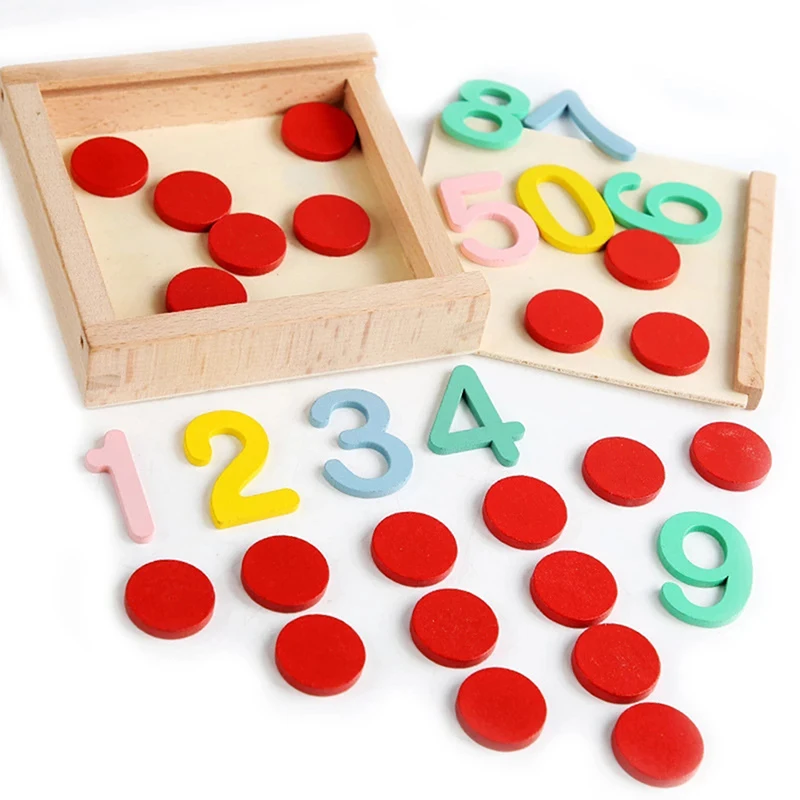 

Детский подсчет Монтессори математическая игрушка Раннее Обучение цифры подходящие блоки деревянные игрушки дошкольные учебные пособия