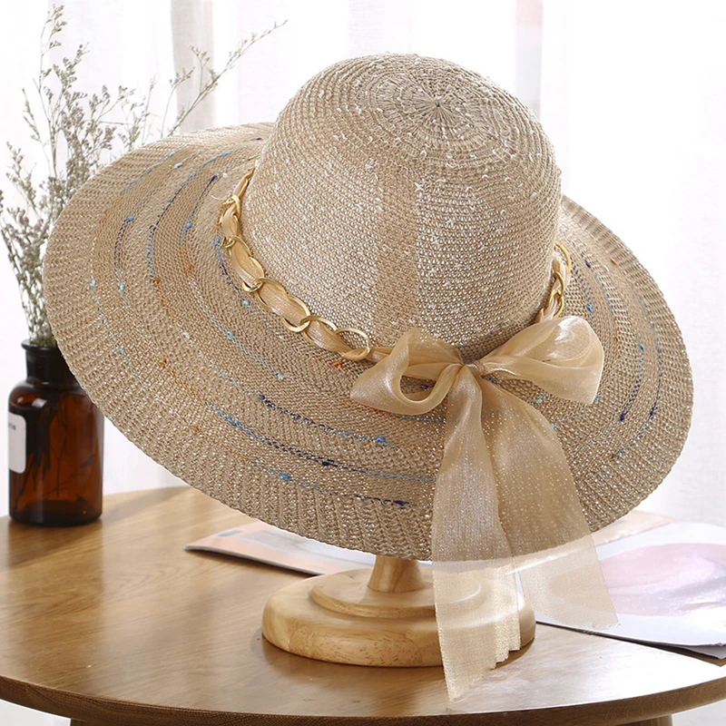 Sun Hat Spring and Summer New Female Knitting Chain Yarn with Bow Big-brimmed Sun Hat Outdoor Sun Hat Beach Hat Panama Hat
Sun Hat Spring and Summer New Female Knitting Chain Yarn with Bow Big-brimmed Sun Hat Outdoor Sun Hat Beach Hat Panama Hat