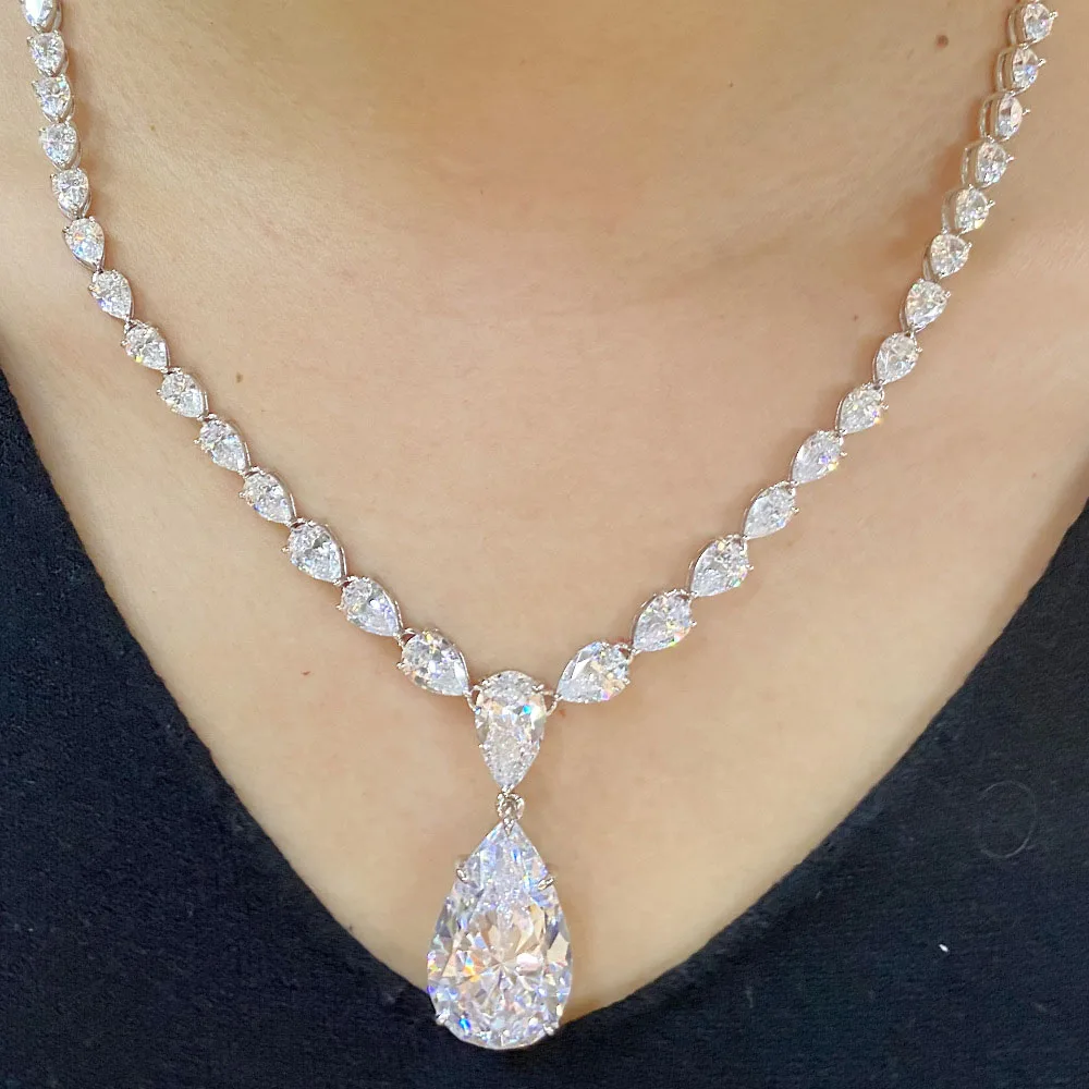Luxury Real 925 Sterling Silver Water Drop Simulate Moissanite Lab Diamonds Pendant Charms Wedding Engagement Necklace for Women
Luxury Real 925 Sterling Silver Water Drop Simulate Moissanite Lab Diamonds Pendant Charms Wedding Engagement Necklace for Women