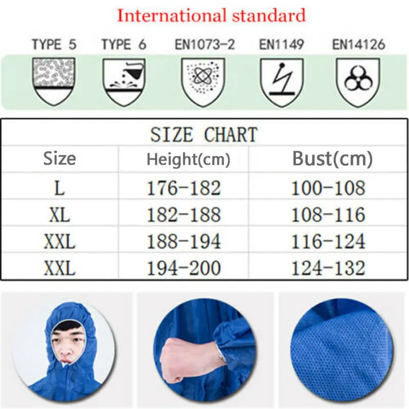 Coverall Hazmat Suit Protection Protective Disposable Protective Isolation Clothing Safety Overalls Suit /BY
Coverall Hazmat Suit Protection Protective Disposable Protective Isolation Clothing Safety Overalls Suit /BY