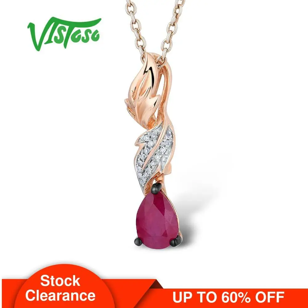 VISTOSO Gold Pendants For Women Authentic 14K 585 Rose Gold Natural Ruby Sparkling Diamond Trendy Necklace Pendant Fine Jewelry
VISTOSO Gold Pendants For Women Authentic 14K 585 Rose Gold Natural Ruby Sparkling Diamond Trendy Necklace Pendant Fine Jewelry