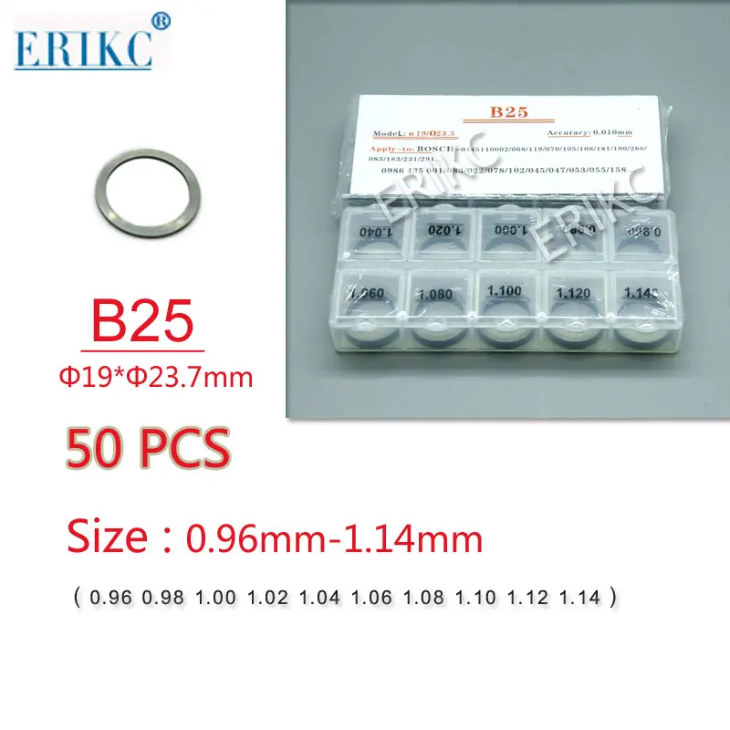 ERIKC Common Rail Calibration Shim Set Size 0.96mm-1.14mm 50 Pieces B25 Nozzle Needle Valve Shim For BOSH 110 Series Injector
ERIKC Common Rail Calibration Shim Set Size 0.96mm-1.14mm 50 Pieces B25 Nozzle Needle Valve Shim For BOSH 110 Series Injector