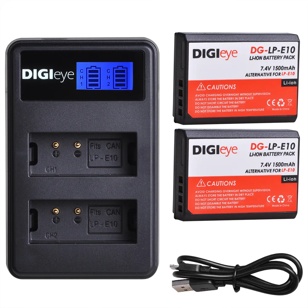 2 Pcs LP-E10 LP E10 1500mAh Camera Battery Bateria + LCD USB Dual Charger for Canon 1100D 1200D 1300D Rebel T3 T5 KISS X50 X70
2 Pcs LP-E10 LP E10 1500mAh Camera Battery Bateria + LCD USB Dual Charger for Canon 1100D 1200D 1300D Rebel T3 T5 KISS X50 X70