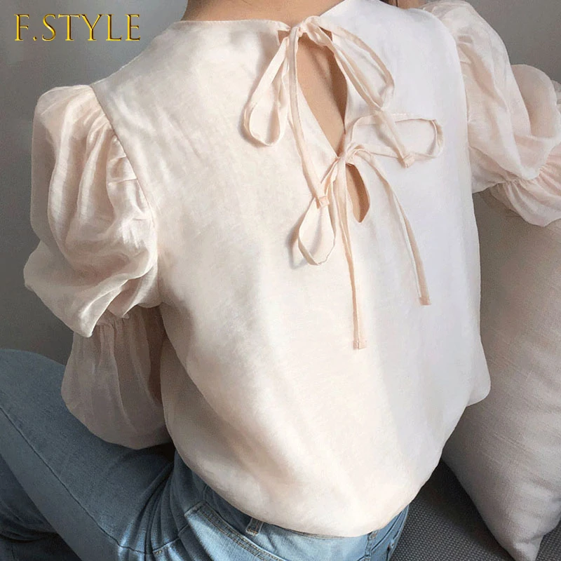 O Neck Puff Long Sleeve Elegant Blouse Women Sexy Backless Bow Lace Up Design Blusas Mujer Ol Simple Shirt Feminino
O Neck Puff Long Sleeve Elegant Blouse Women Sexy Backless Bow Lace Up Design Blusas Mujer Ol Simple Shirt Feminino