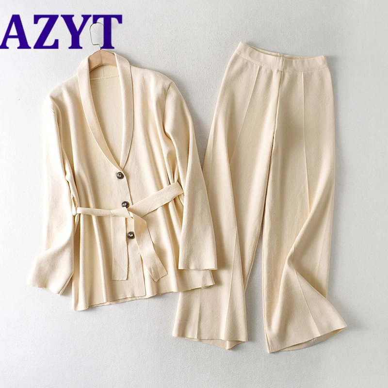 AZYT 2021 New Women Knit Cardigan Jacket Set Elegant Lady spring Autumn Knitted Suits 2 Piece Set Chic Loose Wide Leg Pant Women
AZYT 2021 New Women Knit Cardigan Jacket Set Elegant Lady spring Autumn Knitted Suits 2 Piece Set Chic Loose Wide Leg Pant Women