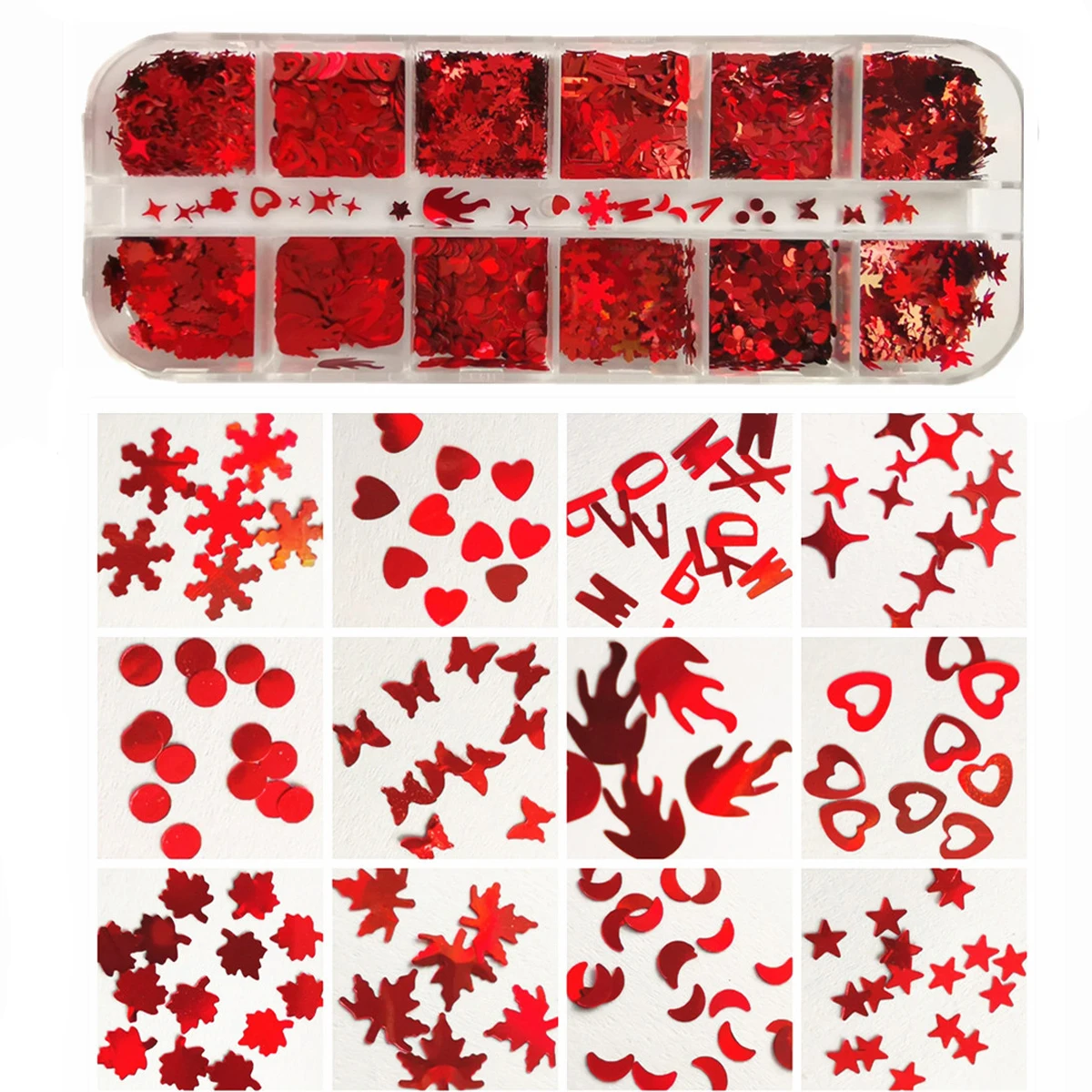 12 Grids/box Laser Love Heart Butterfly Nail Sequins Mixed Color Sparkle Nail Glitter Flakes 3D Nail Art Decorations Accessories
12 Grids/box Laser Love Heart Butterfly Nail Sequins Mixed Color Sparkle Nail Glitter Flakes 3D Nail Art Decorations Accessories