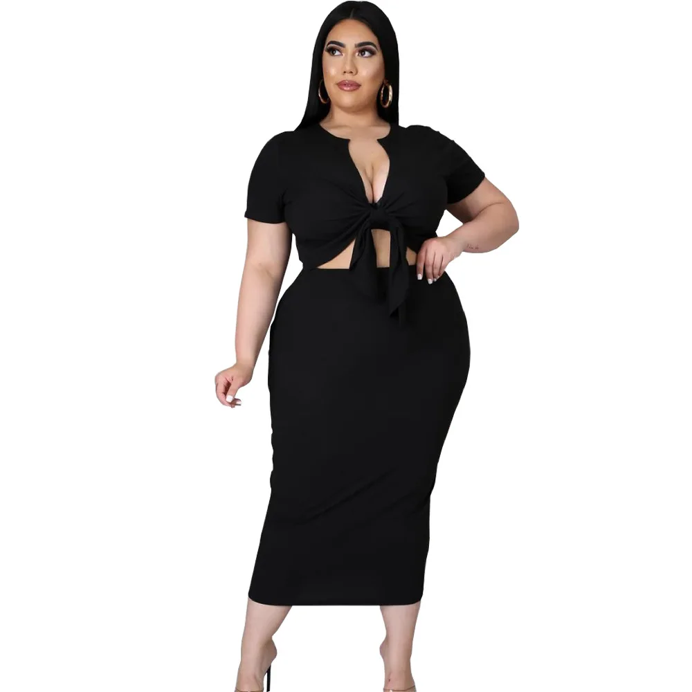 Plus Size Two Piece Solid Color Women's Clothing Custom Sexy Deep V-neck Personality Lace Up Loose Casual Commuter Skirt Suit
Plus Size Two Piece Solid Color Women's Clothing Custom Sexy Deep V-neck Personality Lace Up Loose Casual Commuter Skirt Suit