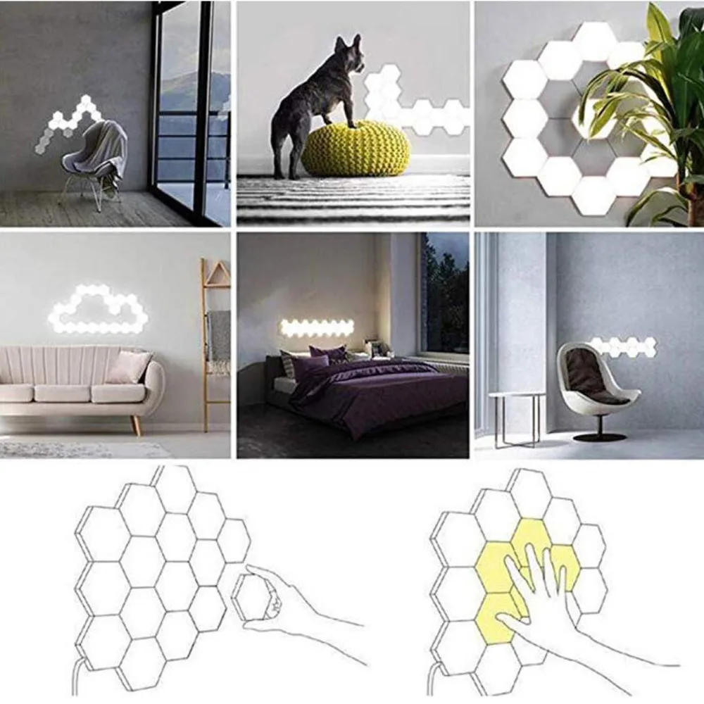 LED Touch Night Light Hexagonal Module Quantum Light Colorful Honeycomb Creative DIY Quantum Lamps For Home Decorate Lighting
LED Touch Night Light Hexagonal Module Quantum Light Colorful Honeycomb Creative DIY Quantum Lamps For Home Decorate Lighting