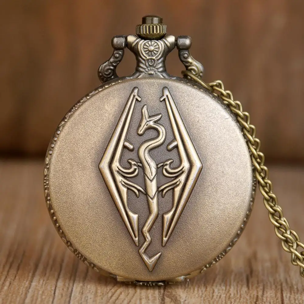Модные кварцевые карманные часы Skyrim с подвеской ожерельем для мужчин и женщин #