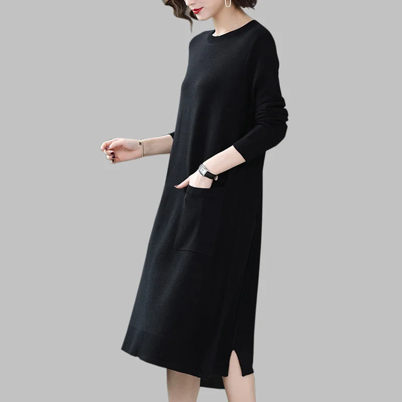 2019 spring new Casual Knee-Length dress women fashion knitting Long sleeve dress Solid color O-Neck Sweater dress women
2019 spring new Casual Knee-Length dress women fashion knitting Long sleeve dress Solid color O-Neck Sweater dress women