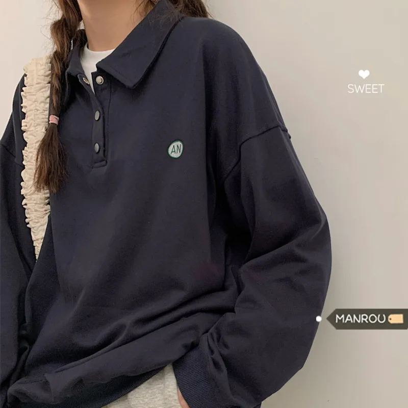 embroidery polo collar student Pullover women's 2021 spring and autumn new cardigan BF lazy style long sleeve top
embroidery polo collar student Pullover women's 2021 spring and autumn new cardigan BF lazy style long sleeve top