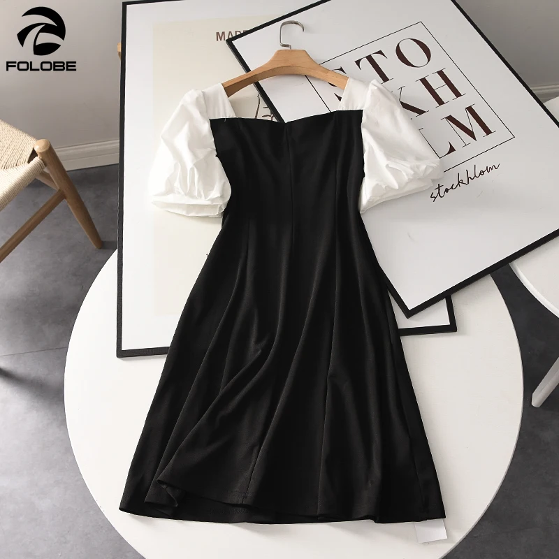 FOLOBE 2021 Summer French New Dresses Women V-neck Patchwork Puff Sleeve Diamonds A-line Mini Dresses vestido feminino
FOLOBE 2021 Summer French New Dresses Women V-neck Patchwork Puff Sleeve Diamonds A-line Mini Dresses vestido feminino