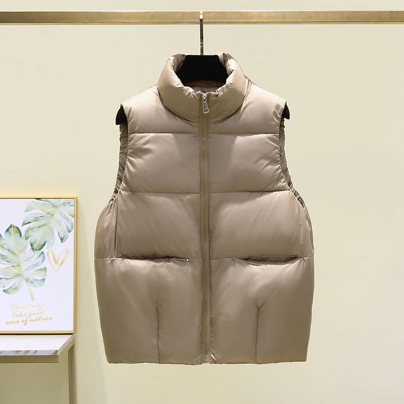 Large Size Autumn Stand Collar Down Cotton Vest Women Loose Thicken Short All-match Waistcoat Sleeveless Winter Female Jacket
Large Size Autumn Stand Collar Down Cotton Vest Women Loose Thicken Short All-match Waistcoat Sleeveless Winter Female Jacket