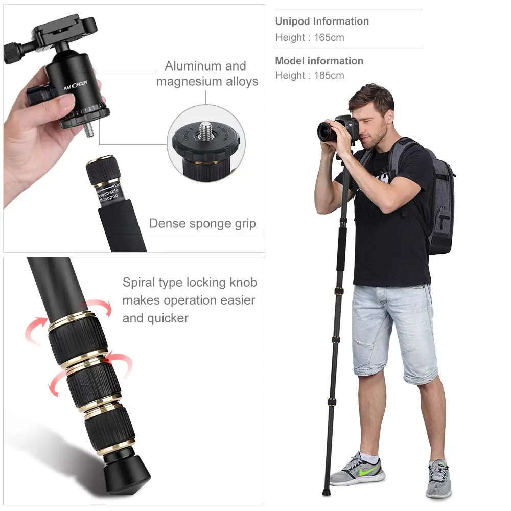 K&F CONCEPT Camera Tripod Professional 4-Sections Monopod Of Carbon Fiber For Canon Nikon Sony GoPro Fujifilm Kodak DSLR Cameras
K&F CONCEPT Camera Tripod Professional 4-Sections Monopod Of Carbon Fiber For Canon Nikon Sony GoPro Fujifilm Kodak DSLR Cameras
