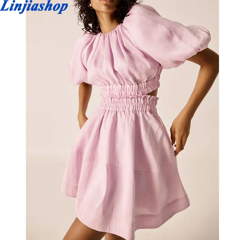 Pink Hollow Out Dress For Women O Neck Puff Short Sleeve Elastic High Waist Ruched Slim Casual Mini Dresses Female 2021 Tide
Pink Hollow Out Dress For Women O Neck Puff Short Sleeve Elastic High Waist Ruched Slim Casual Mini Dresses Female 2021 Tide