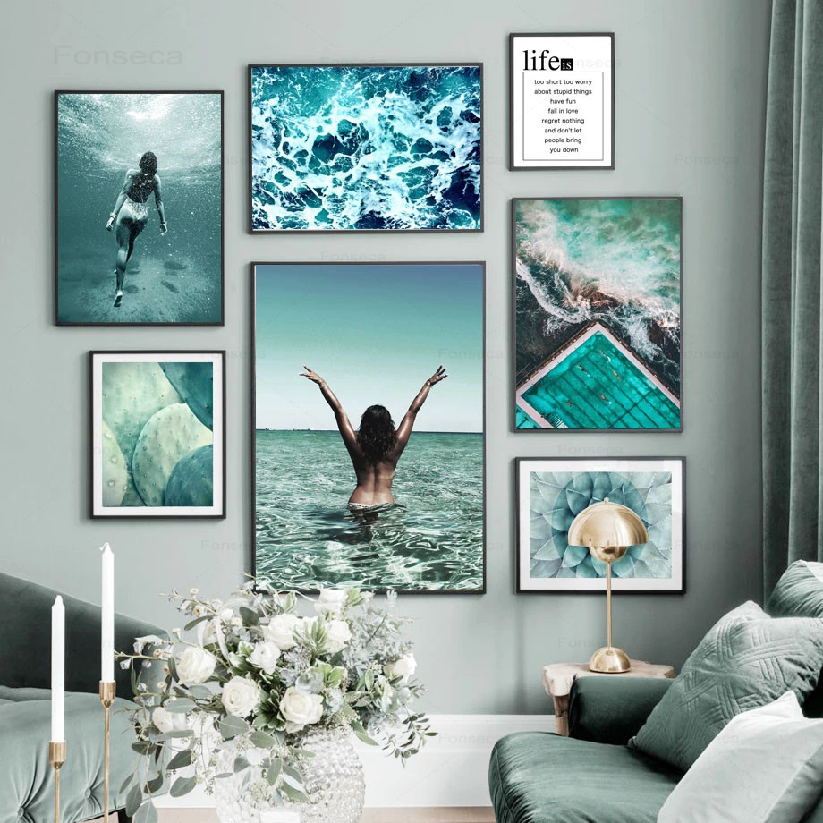 Girl Swimming in the Sea Flower Cactus Wall Art Canvas Painting Nordic Posters and Prints Mural Living Room Home Decoration
Girl Swimming in the Sea Flower Cactus Wall Art Canvas Painting Nordic Posters and Prints Mural Living Room Home Decoration