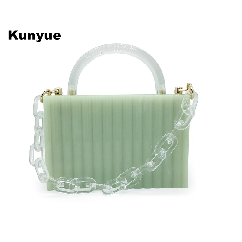 Brand Fashion Handbag Elegant Lady Green Striped Acrylic Clutch Purse Chic Transparent Handle Evening Bag Wedding Party Prom Box
Brand Fashion Handbag Elegant Lady Green Striped Acrylic Clutch Purse Chic Transparent Handle Evening Bag Wedding Party Prom Box