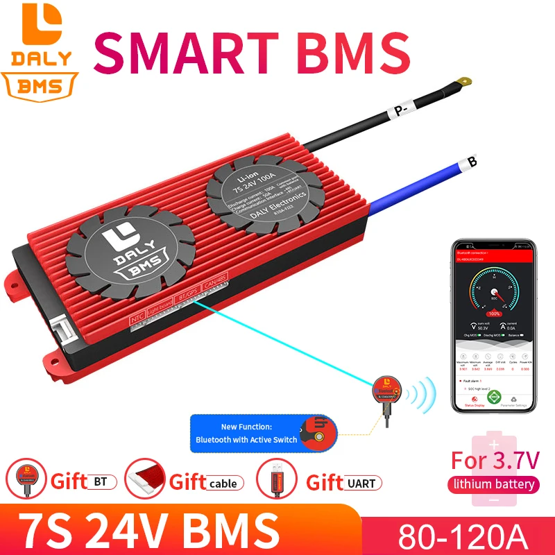 Daly 18650 smart BMS 7S 24V 80A 100A 120A Bluetooth 485 to USB device NTC UART software togther Lion LiFepo4 Battery BMS 7S 24V
Daly 18650 smart BMS 7S 24V 80A 100A 120A Bluetooth 485 to USB device NTC UART software togther Lion LiFepo4 Battery BMS 7S 24V