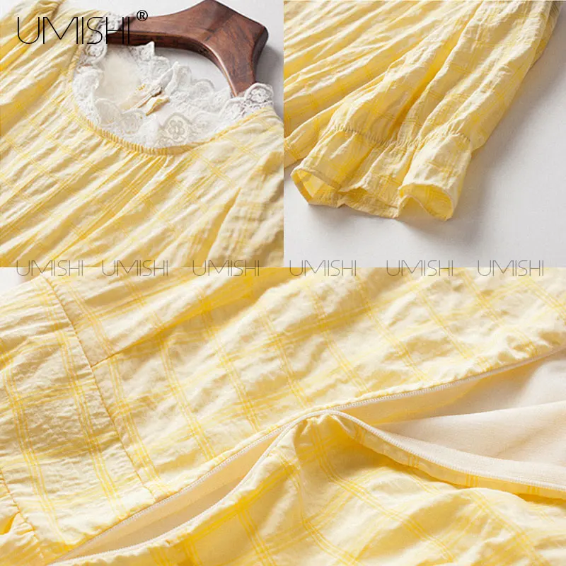 Yellow Plaid Lace O-Neck Puff Short Sleeve Midi A-Line Women Dress Summer French Vintage Casual Holiday Sweet Fairy Clothes New
Yellow Plaid Lace O-Neck Puff Short Sleeve Midi A-Line Women Dress Summer French Vintage Casual Holiday Sweet Fairy Clothes New