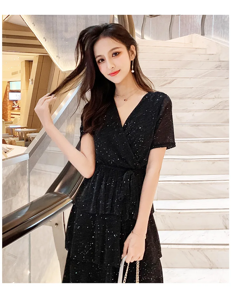 Summer French sweet lady short-sleeved dress bright silk cake V neck dress women Office Lady cake korean dress Mid-Calf A-LINE
Summer French sweet lady short-sleeved dress bright silk cake V neck dress women Office Lady cake korean dress Mid-Calf A-LINE