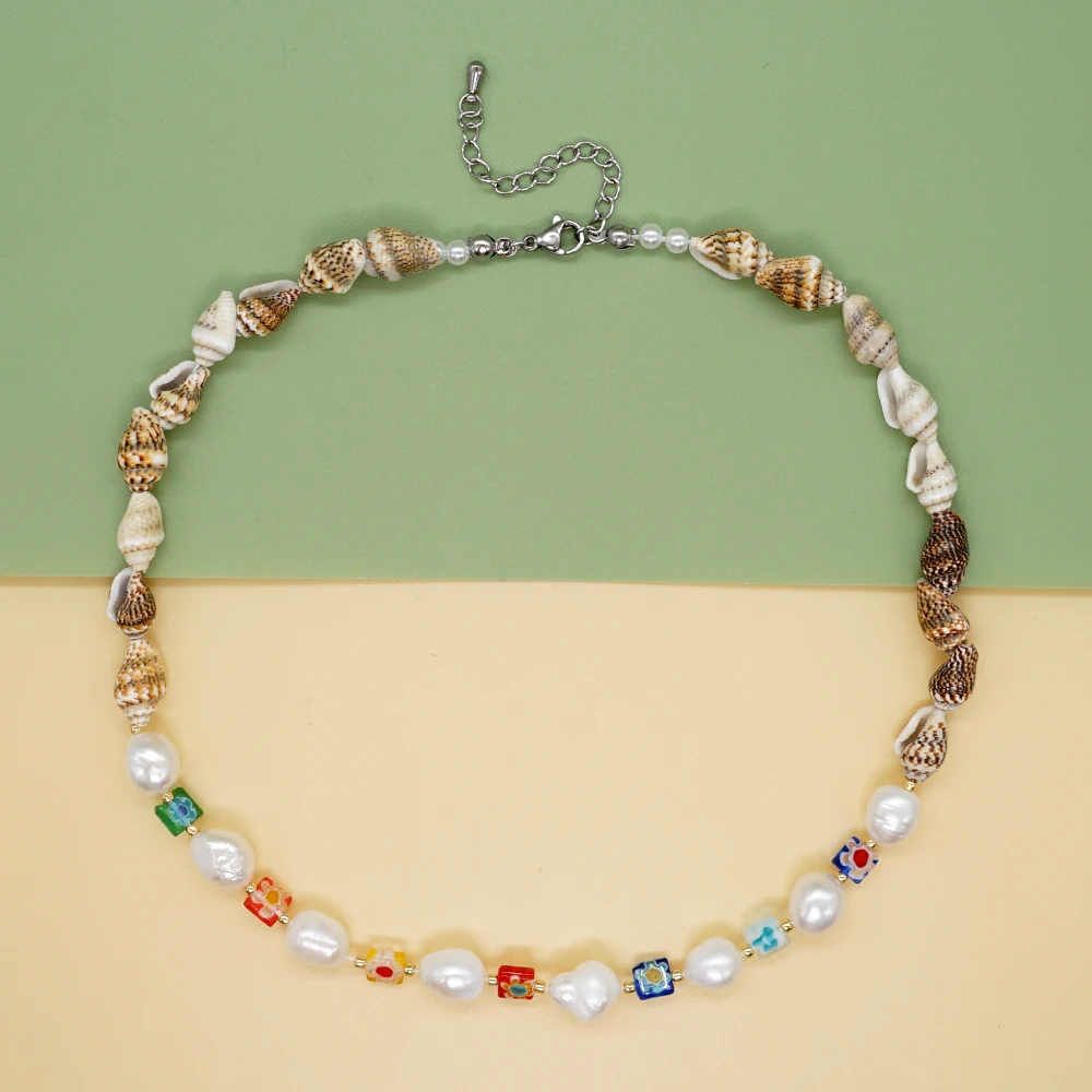 Shinus Natural Conch Shell Necklace Summer Beach Real Pearl Multicolor Glazed Glass Beaded Necklace for Women Bohemian Jewelry
Shinus Natural Conch Shell Necklace Summer Beach Real Pearl Multicolor Glazed Glass Beaded Necklace for Women Bohemian Jewelry