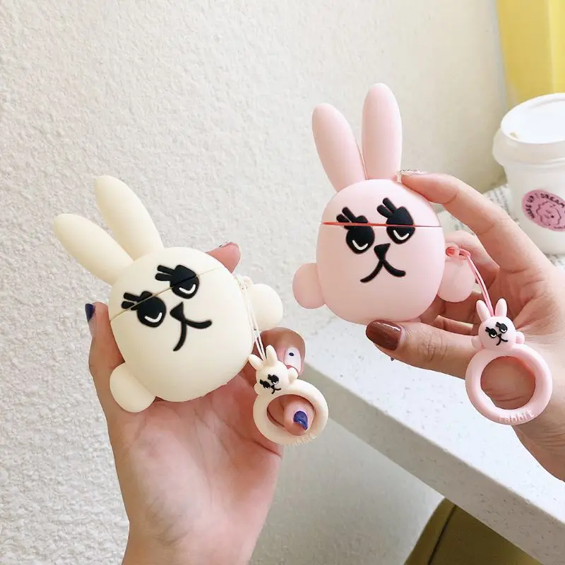 Fashion Cartoon Rabbit Pattern Soft Silicone Protective Case Shockproof Cover Skin Protector with Lanyard for Airpods 1/2 Chargi 
Fashion Cartoon Rabbit Pattern Soft Silicone Protective Case Shockproof Cover Skin Protector with Lanyard for Airpods 1/2 Chargi