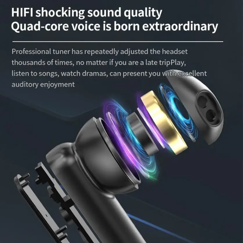 L33 TWS Wireless Headphones Touch Control Bluetooth Sports Earphones Earbuds Waterproof Noise Cancelling Music Headset With Mic
L33 TWS Wireless Headphones Touch Control Bluetooth Sports Earphones Earbuds Waterproof Noise Cancelling Music Headset With Mic