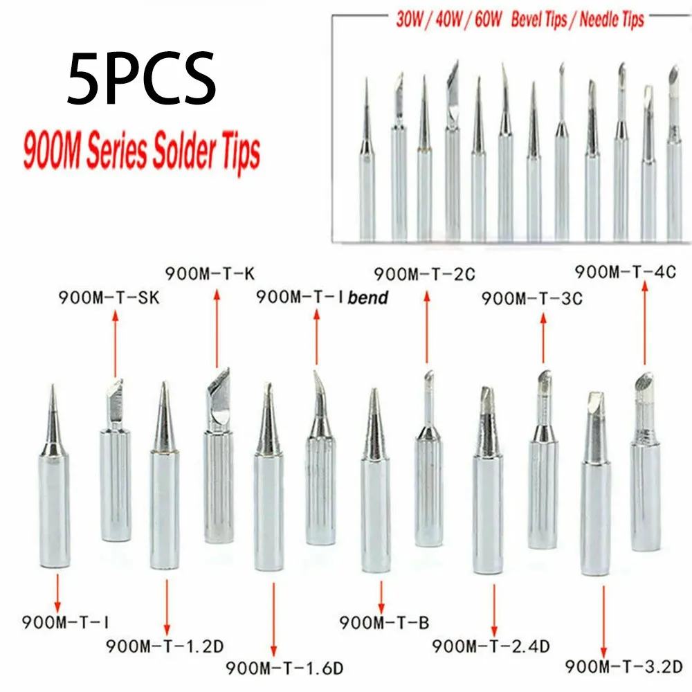 5 Pcs Soldering Iron Tip 900M-T Pure Copper Soldering Iron Tips Lead-free Welding Solder Tools Welding Equipmewnt Accessories
5 Pcs Soldering Iron Tip 900M-T Pure Copper Soldering Iron Tips Lead-free Welding Solder Tools Welding Equipmewnt Accessories