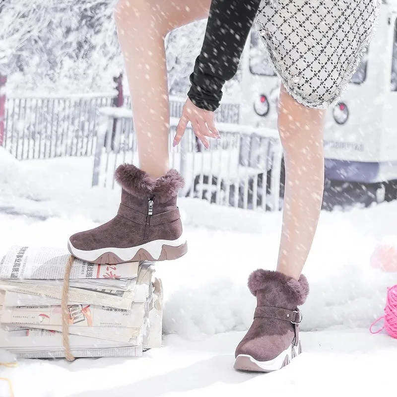 2020 Womens Ankle Boot Warm Plush Winter Shoes For Woman Wedges Boots High Heels Ladies Snow Boots Winter Shoes Botas de mujer