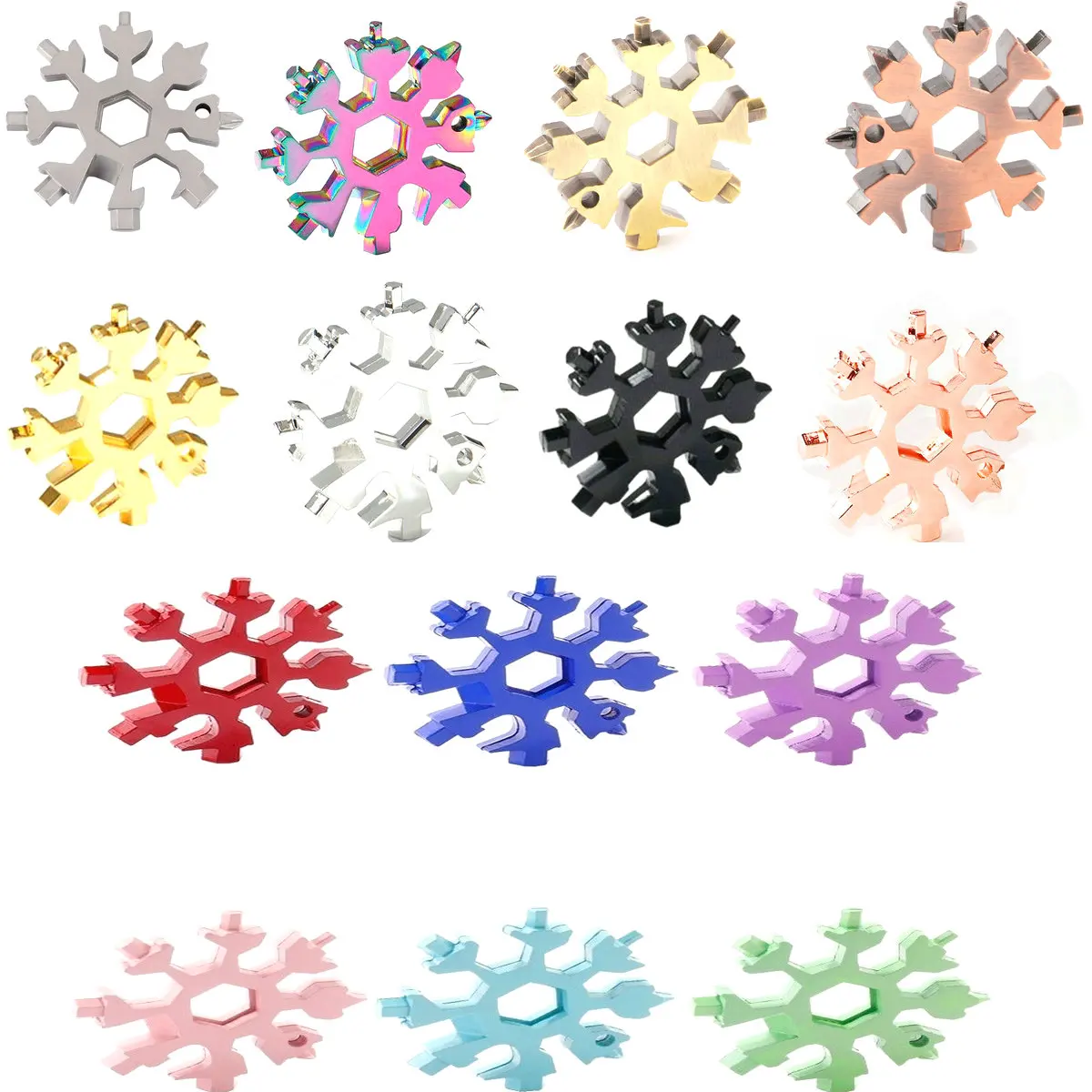 18-in-1 Snowflakes Multi-Tool Screwdriver EDC Tool Opener Key Chain/Bottle Opener/Outdoor Travel Camping/Holiday Gift for Men