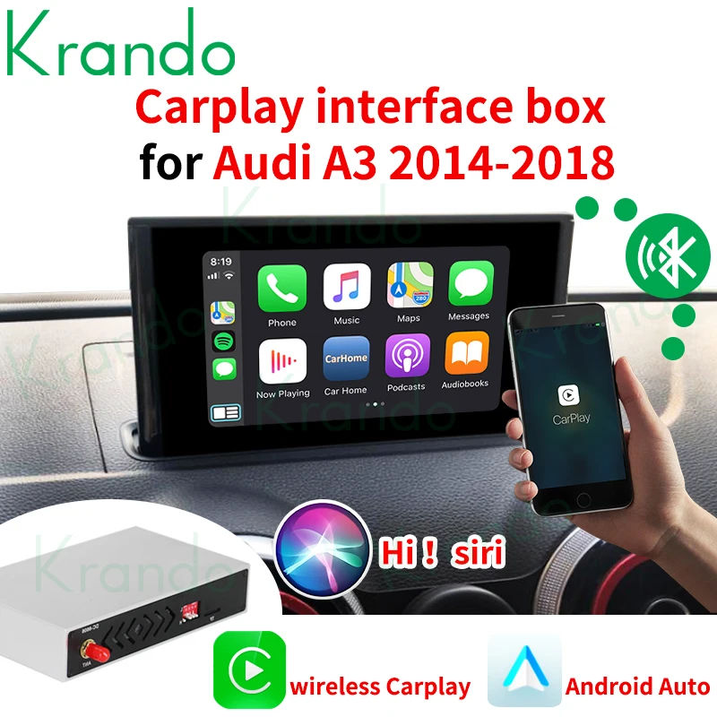 Krando беспроводной Apple Carplay Android автомобильный интерфейсный блок для Audi A3 2014-2018 MIB BT автомобильное радио Siri управление декодирование мультимед...
Krando беспроводной Apple Carplay Android автомобильный интерфейсный блок для Audi A3 2014-2018 MIB BT автомобильное радио Siri управление декодирование мультимед...