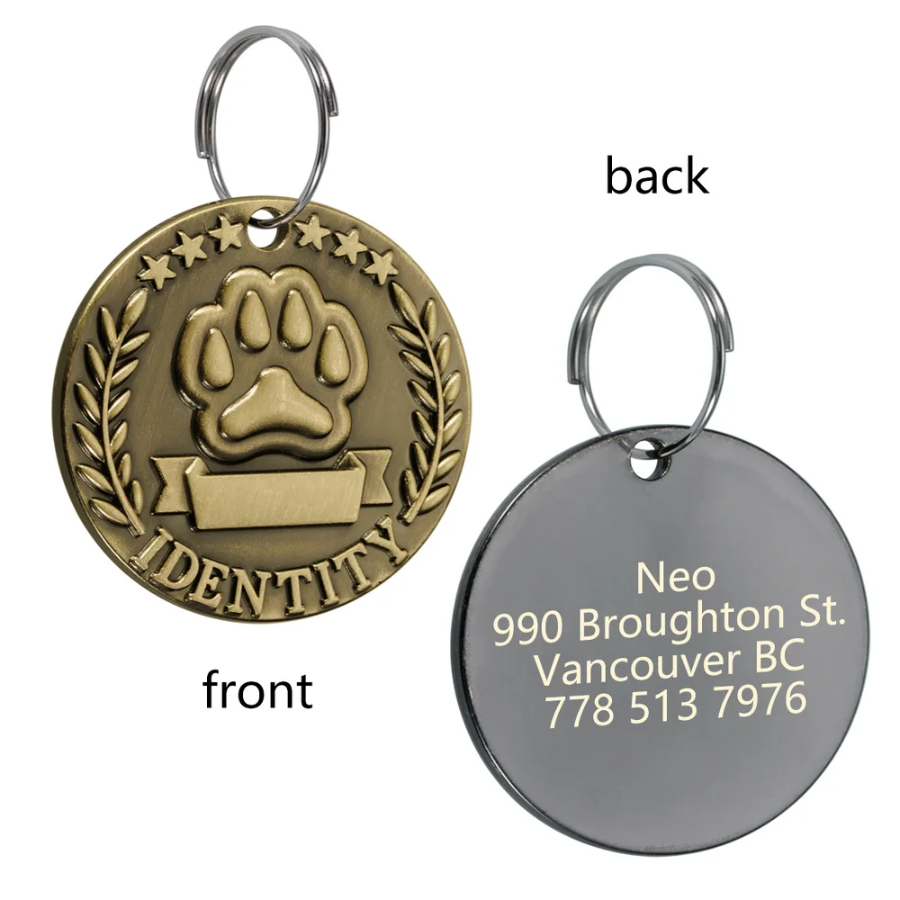 

Personalized Dog ID Tag Stainless Steel Dogs Name Tags Custom Engraved Anti-lost Nameplate Pet Accessories Free Engraving