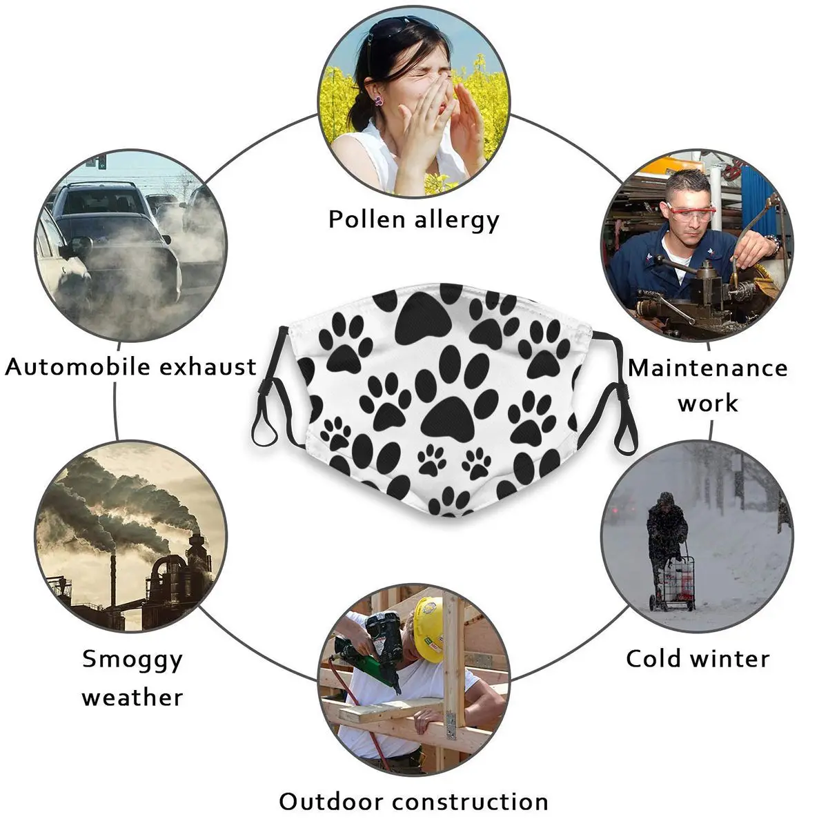 Black Dog Paw Prints Mask Mouth Face Mask Anti Dust Mask with Replaceable Filter
Black Dog Paw Prints Mask Mouth Face Mask Anti Dust Mask with Replaceable Filter