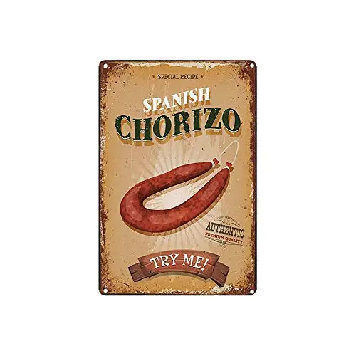 Metal Tin Sign Spanish Chorizo Decor Bar Pub Home Vintage Retro Poster Retro Wall Home Bar Pub Vintage Cafe Decor, 8x12 Inch
Metal Tin Sign Spanish Chorizo Decor Bar Pub Home Vintage Retro Poster Retro Wall Home Bar Pub Vintage Cafe Decor, 8x12 Inch