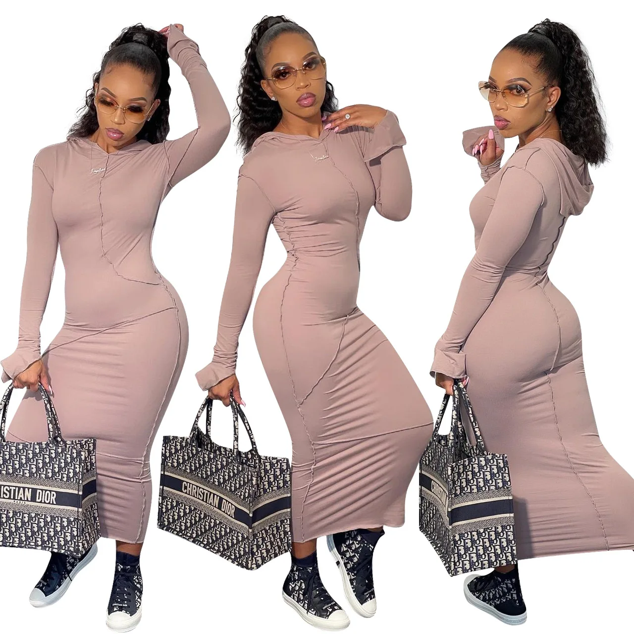 Oluolin Fashion Splicing Casual Solid Dress Autumn Woman Round Neck Long Sleeve Ruffle Sleeve Hooded Skinny Long Dress Vestidos
Oluolin Fashion Splicing Casual Solid Dress Autumn Woman Round Neck Long Sleeve Ruffle Sleeve Hooded Skinny Long Dress Vestidos