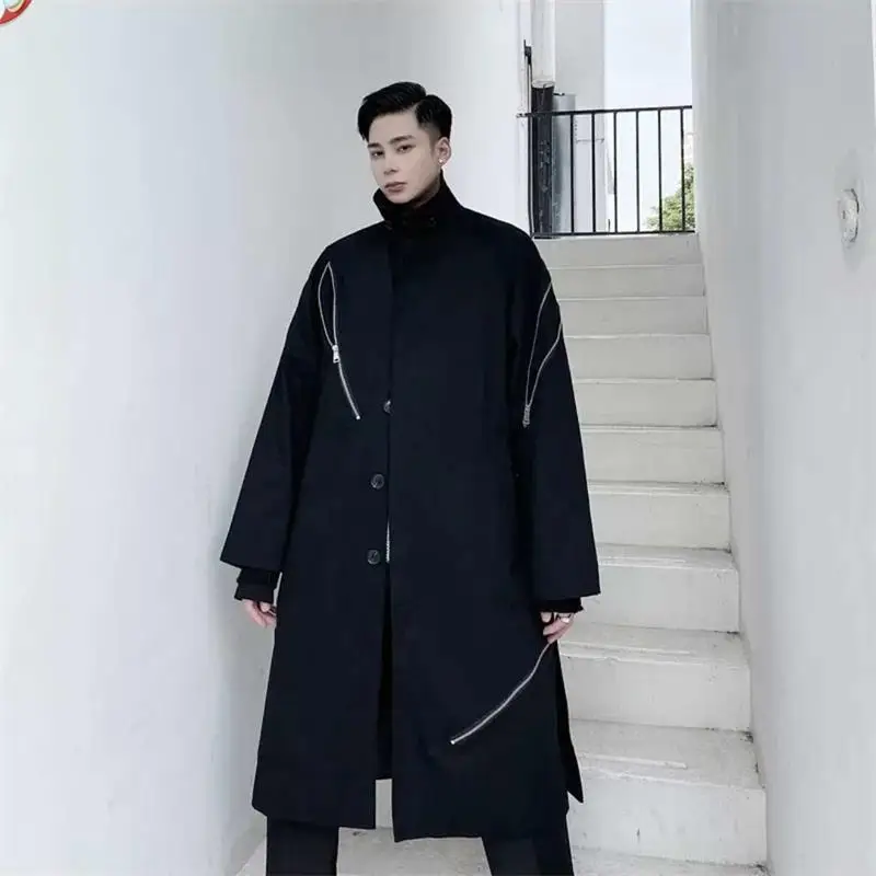 Men's new windbreaker, long coat, black irregular zipper design, urban youth fashion, large size windbreaker coat
Men's new windbreaker, long coat, black irregular zipper design, urban youth fashion, large size windbreaker coat