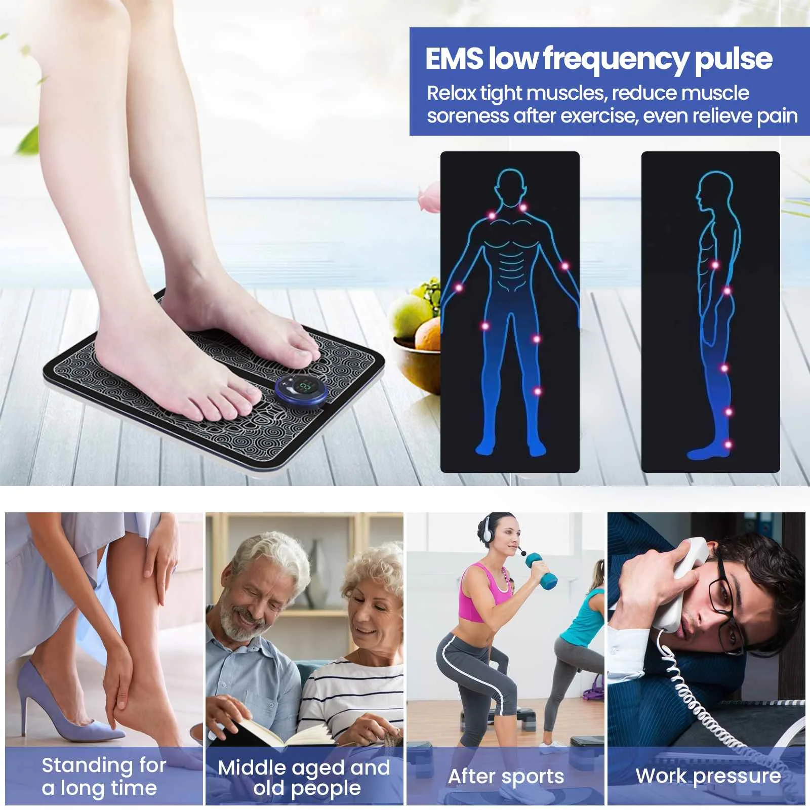 NEW 9 Gears EMS Foot Massage Instrument 6 Modes USB Charging Acupuncture Improve Blood Circulation Relieve Ache Pain Health Care
NEW 9 Gears EMS Foot Massage Instrument 6 Modes USB Charging Acupuncture Improve Blood Circulation Relieve Ache Pain Health Care