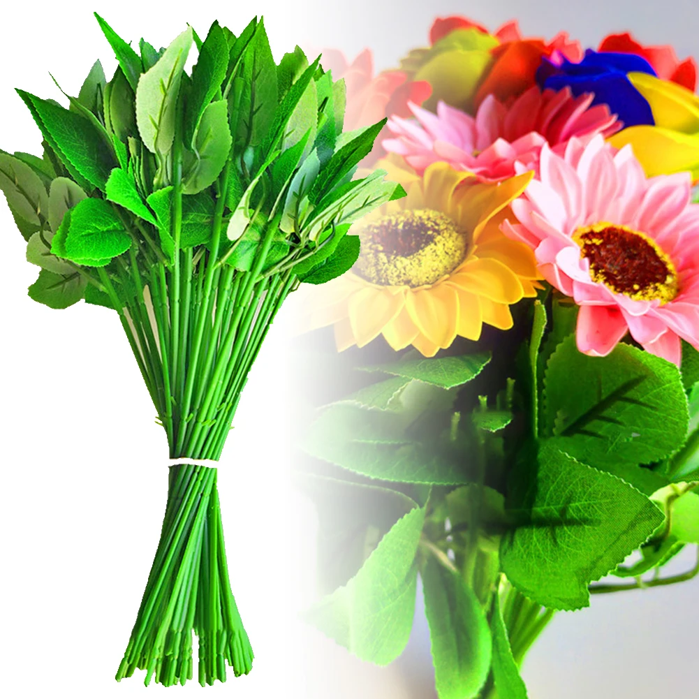 50Pcs Roses Flower Stems Green Leaf Flower Pole Bouquet Wedding DIY Decoration Home Decor Plantas Artificiales Sztuczne
50Pcs Roses Flower Stems Green Leaf Flower Pole Bouquet Wedding DIY Decoration Home Decor Plantas Artificiales Sztuczne