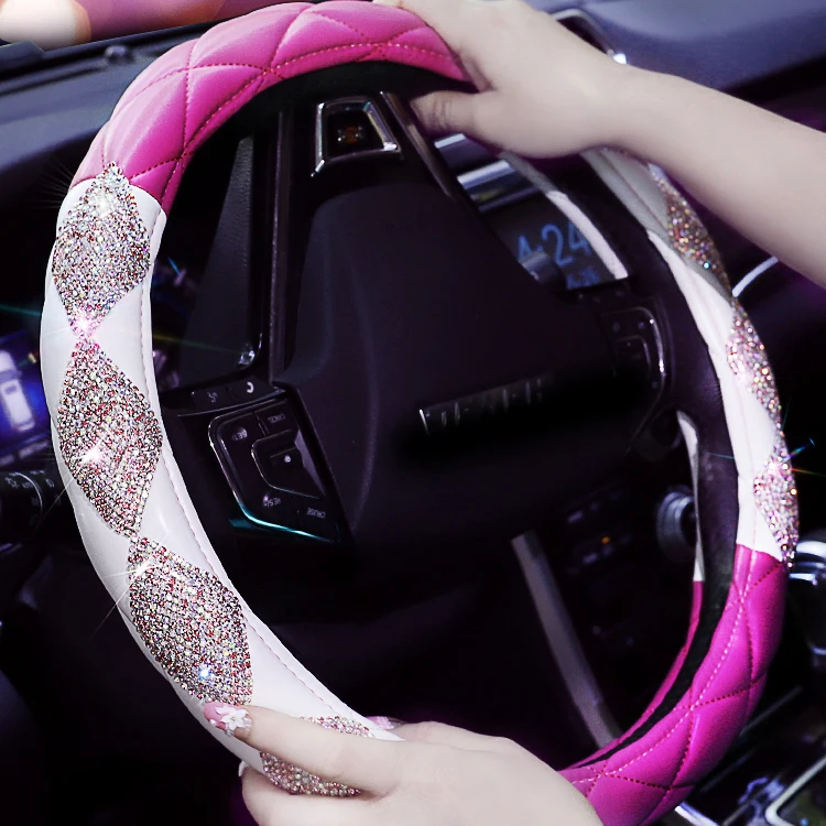 Luxury Crystal Car Steering Wheel Covers Leather Rhinestone Diamond Covered Steering-Wheel Interior Accessories for Women Girls
Luxury Crystal Car Steering Wheel Covers Leather Rhinestone Diamond Covered Steering-Wheel Interior Accessories for Women Girls