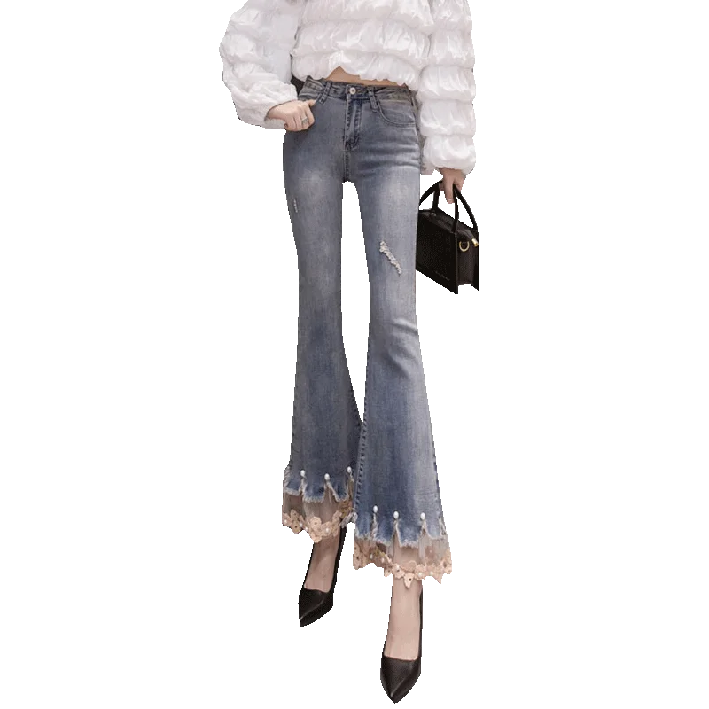 2020 Spring New Elastic Jeans Women's Slim Beaded Lace Bell-bottom Pants Capri-Pants Streetwear Jeans Woman Plus Size Mom Jeans
2020 Spring New Elastic Jeans Women's Slim Beaded Lace Bell-bottom Pants Capri-Pants Streetwear Jeans Woman Plus Size Mom Jeans