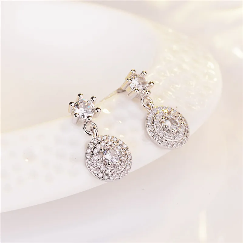Pure Silver 925 Girl Drop Earrings Female Jewelry Fashion Lady Crystal Round Earring For Women Party Accessories Bright Earrings
Pure Silver 925 Girl Drop Earrings Female Jewelry Fashion Lady Crystal Round Earring For Women Party Accessories Bright Earrings