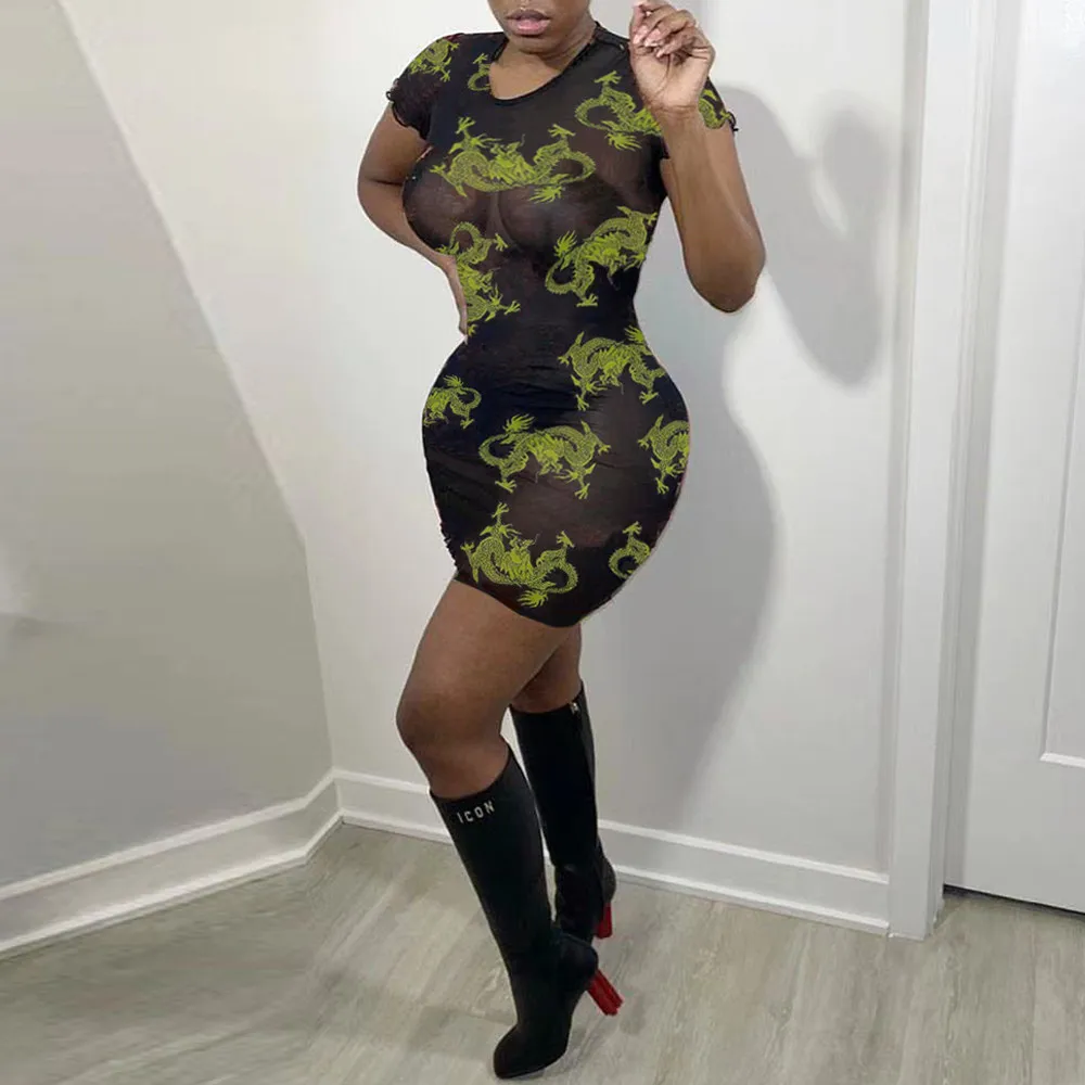 Green Dragon Printed Sexy Package Hip Dress for Women Crew Neck Short Sleeve Party Club Dresses Streetwear Midnight Robe Femme
Green Dragon Printed Sexy Package Hip Dress for Women Crew Neck Short Sleeve Party Club Dresses Streetwear Midnight Robe Femme