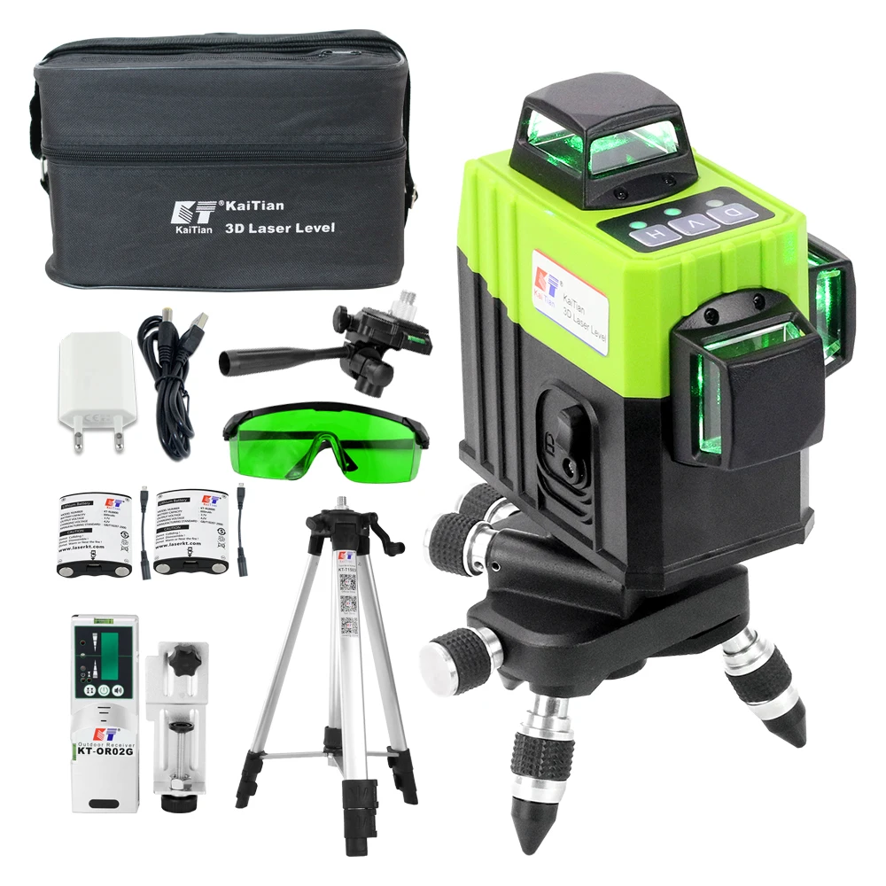 Kaitian 3D Laser Level Receiver Self-Leveling 360 Horizontal&Vertical Cross Super Powerful Green Levels Nivel Laser Level Tripod 
Kaitian 3D Laser Level Receiver Self-Leveling 360 Horizontal&Vertical Cross Super Powerful Green Levels Nivel Laser Level Tripod