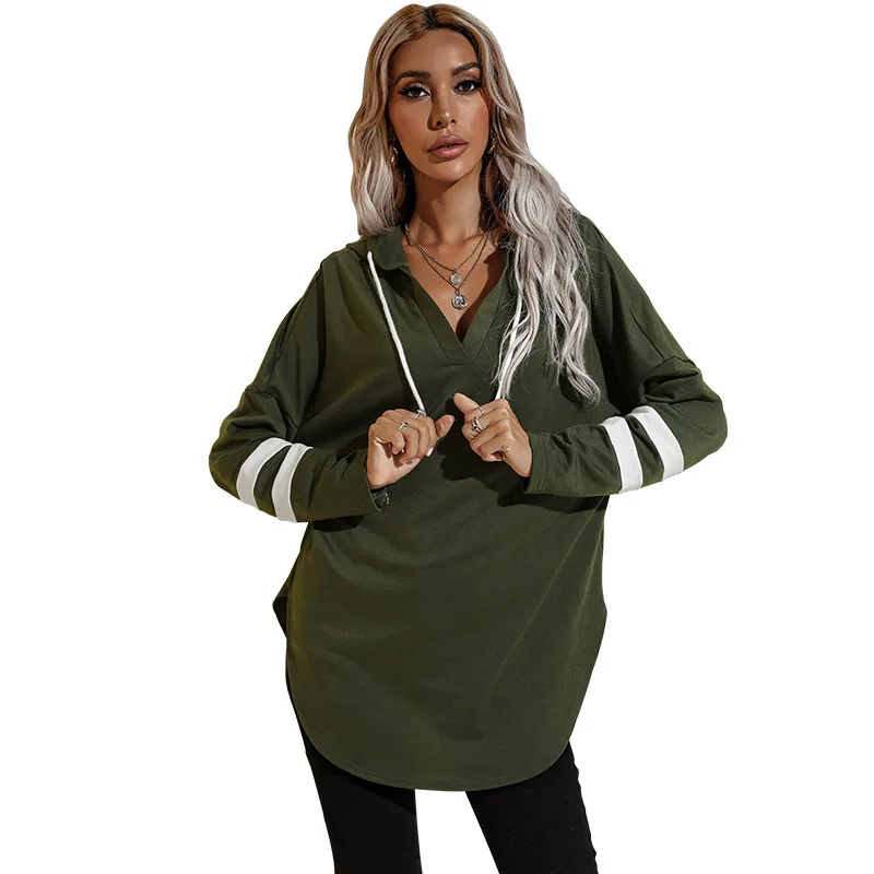 Hoodies Women Autumn/Winter 2021 New Mid-Length Thin Section Long-Sleeved Hooded Drawstring Striped V-Neck Casual Tops M289
Hoodies Women Autumn/Winter 2021 New Mid-Length Thin Section Long-Sleeved Hooded Drawstring Striped V-Neck Casual Tops M289