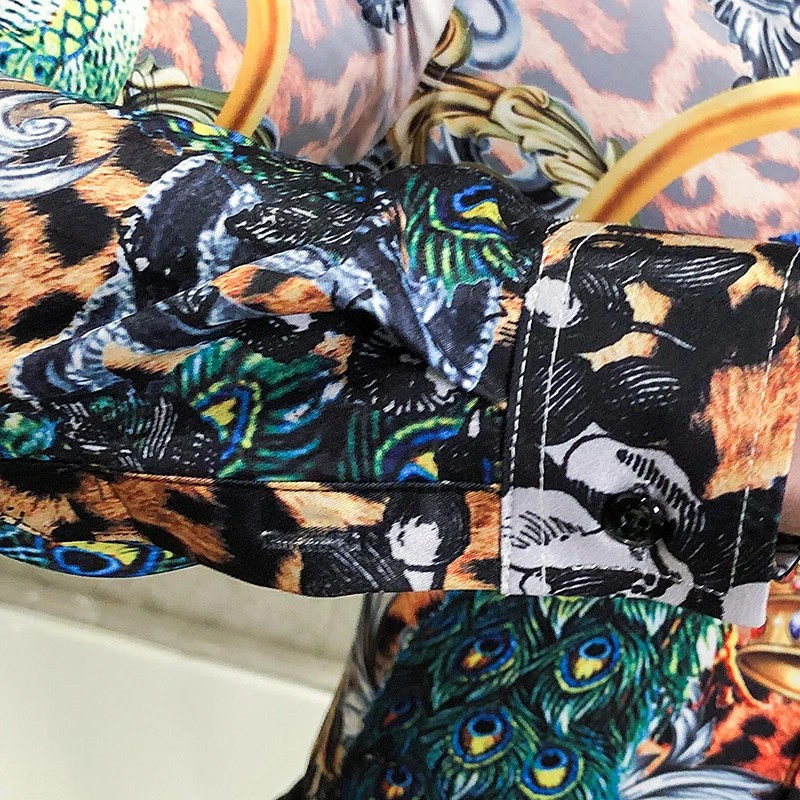 Luxury Camisa Masculina Men Flower Shirt Fashion Peacock Print Shirt Korean Slim Fit Casual Social Shirt Long Sleeve Night Club
Luxury Camisa Masculina Men Flower Shirt Fashion Peacock Print Shirt Korean Slim Fit Casual Social Shirt Long Sleeve Night Club